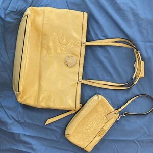 Coach bag and wristlet in yellow
